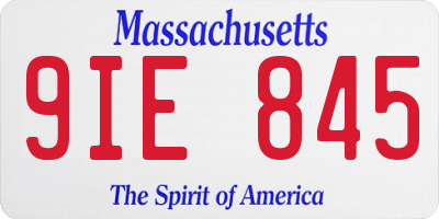MA license plate 9IE845