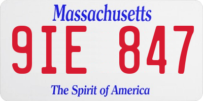 MA license plate 9IE847