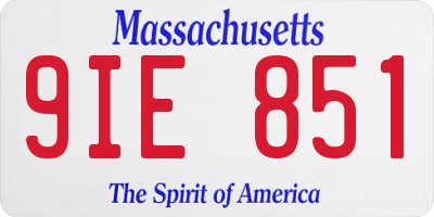 MA license plate 9IE851