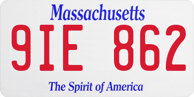 MA license plate 9IE862