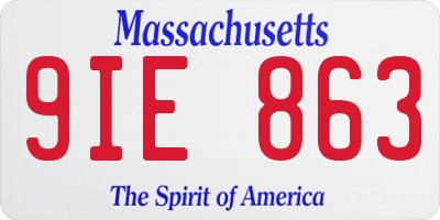 MA license plate 9IE863