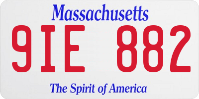 MA license plate 9IE882