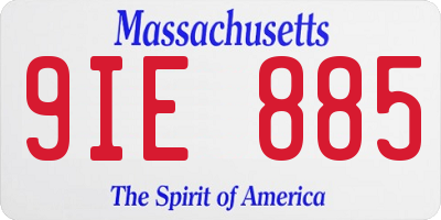 MA license plate 9IE885