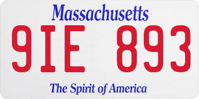 MA license plate 9IE893