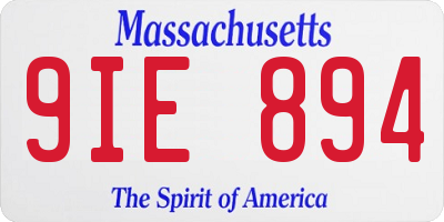 MA license plate 9IE894