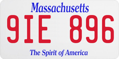 MA license plate 9IE896