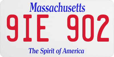 MA license plate 9IE902