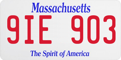 MA license plate 9IE903