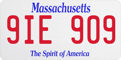 MA license plate 9IE909