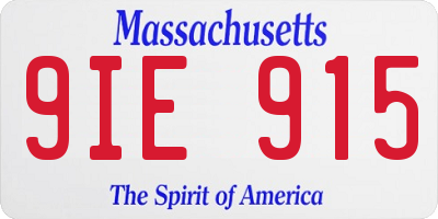 MA license plate 9IE915