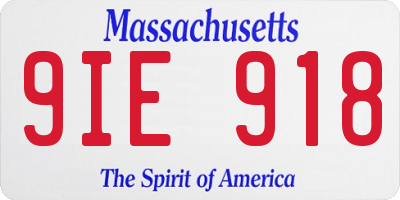 MA license plate 9IE918