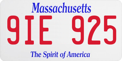 MA license plate 9IE925