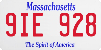 MA license plate 9IE928