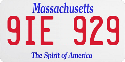 MA license plate 9IE929