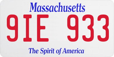 MA license plate 9IE933