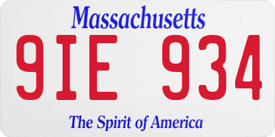 MA license plate 9IE934