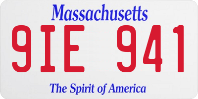 MA license plate 9IE941