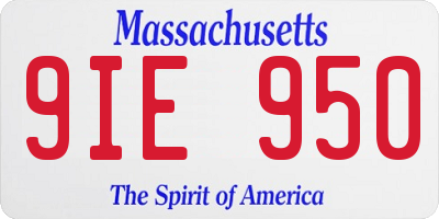 MA license plate 9IE950