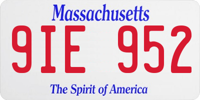MA license plate 9IE952