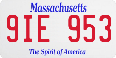 MA license plate 9IE953