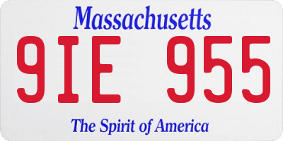 MA license plate 9IE955