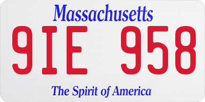 MA license plate 9IE958