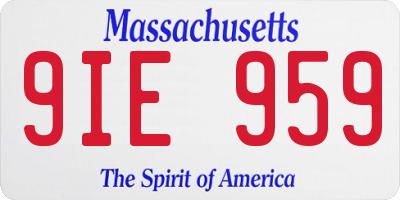 MA license plate 9IE959