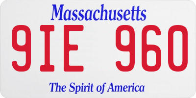 MA license plate 9IE960