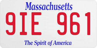 MA license plate 9IE961