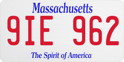 MA license plate 9IE962