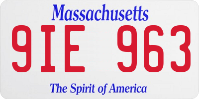 MA license plate 9IE963