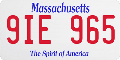 MA license plate 9IE965