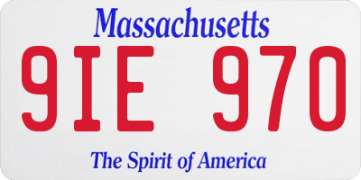 MA license plate 9IE970