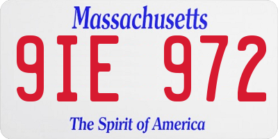 MA license plate 9IE972