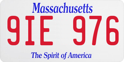 MA license plate 9IE976