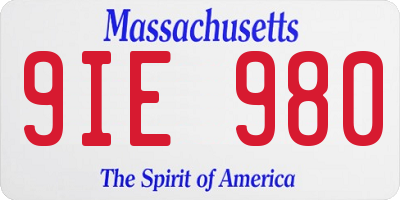 MA license plate 9IE980