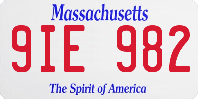 MA license plate 9IE982