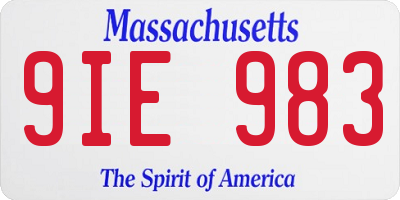 MA license plate 9IE983