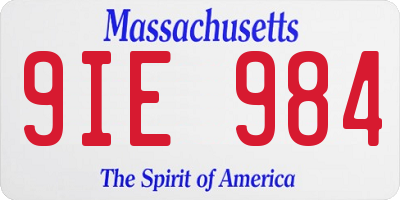 MA license plate 9IE984