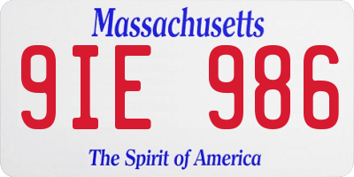 MA license plate 9IE986