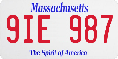 MA license plate 9IE987