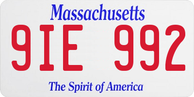 MA license plate 9IE992