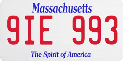 MA license plate 9IE993