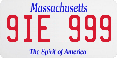 MA license plate 9IE999