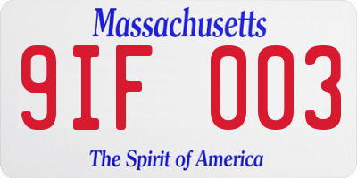 MA license plate 9IF003