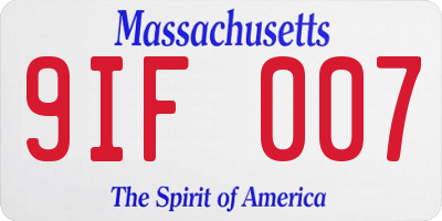 MA license plate 9IF007