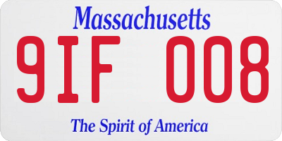 MA license plate 9IF008