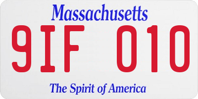 MA license plate 9IF010