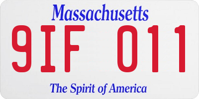 MA license plate 9IF011