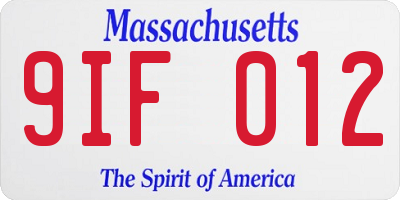 MA license plate 9IF012